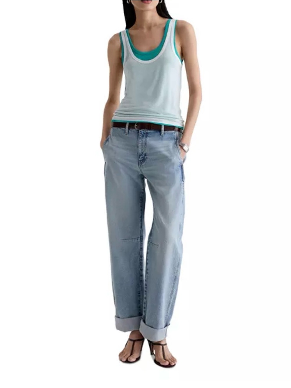 AG Mercer Cuffed High Rise Barrel Jeans in Highway 29